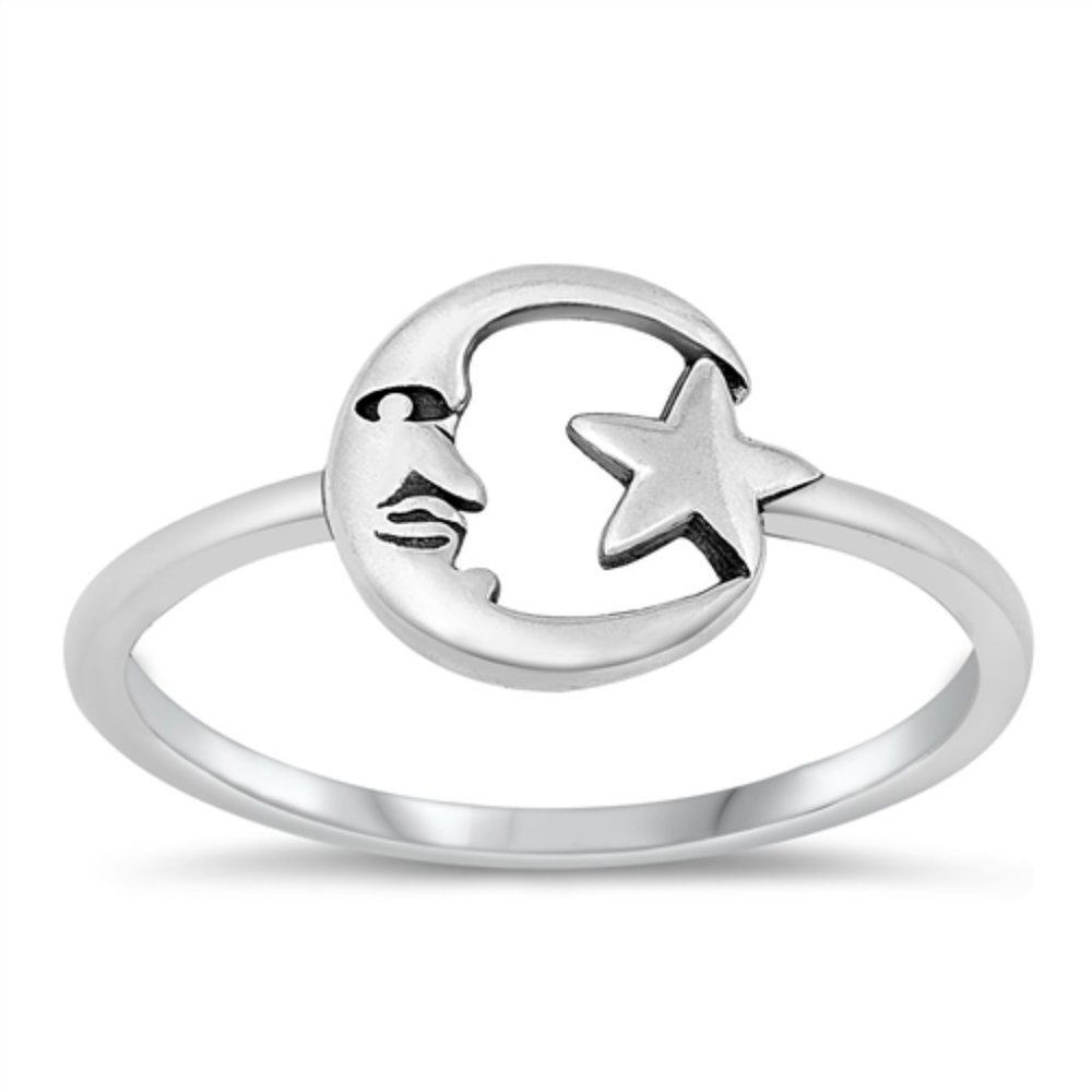Moon Ring Silver Ring - 925 Size 4-10